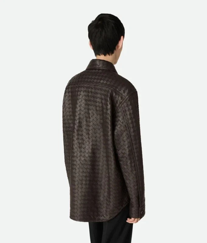 Chemise en cuir Intrecciato