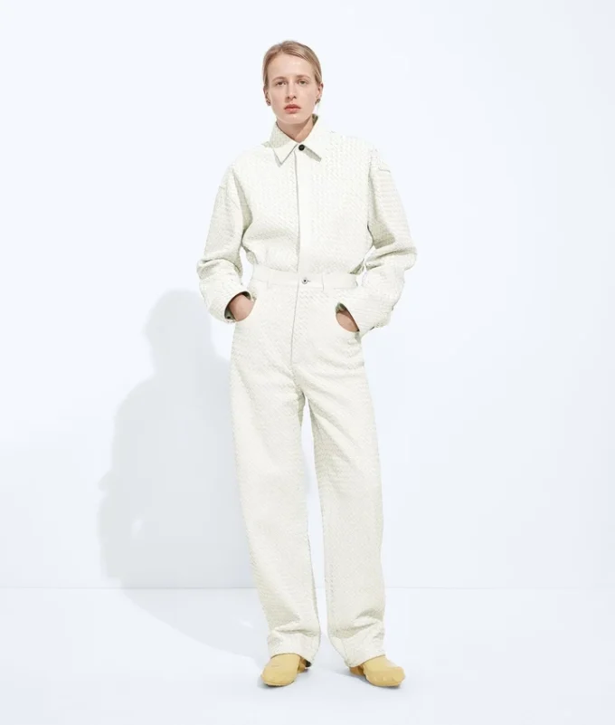 Chemise en cuir Intrecciato