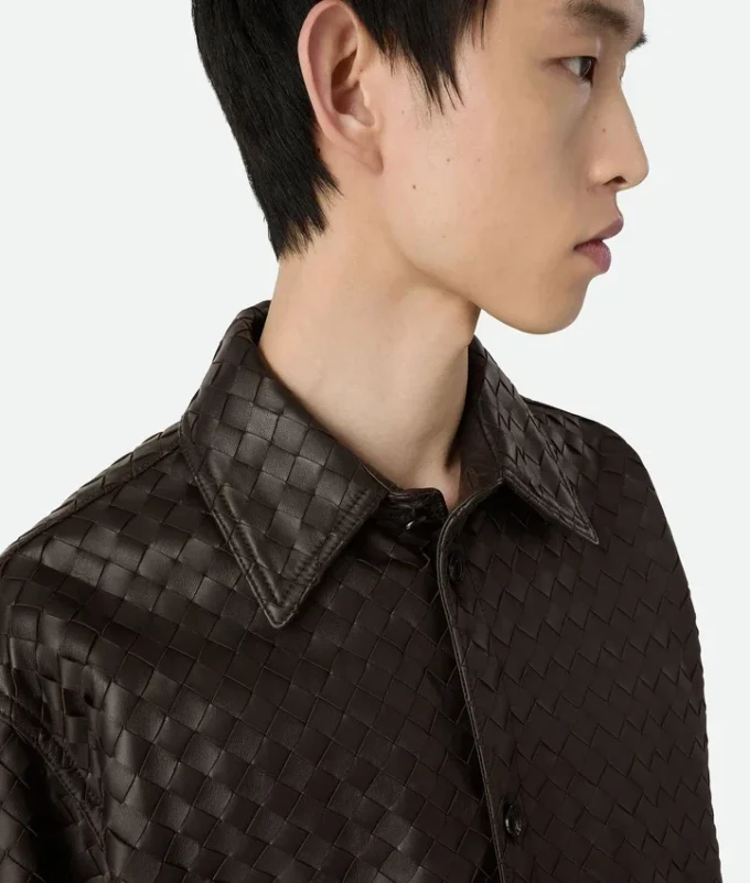 Chemise en cuir Intrecciato