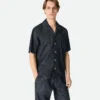 Chemise en denim droit délavé indigo