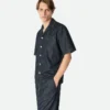Chemise en denim droit délavé indigo