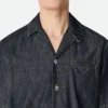 Chemise en denim droit délavé indigo