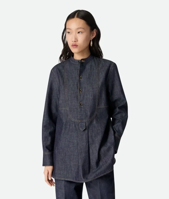 Chemise en denim indigo