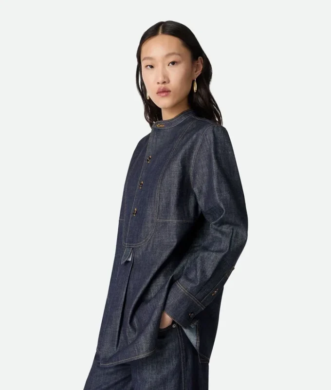 Chemise en denim indigo