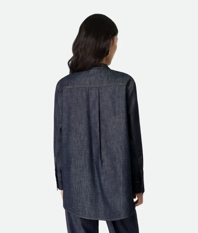 Chemise en denim indigo