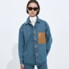 Chemise en denim indigo taille moyenne