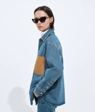 Chemise en denim indigo taille moyenne