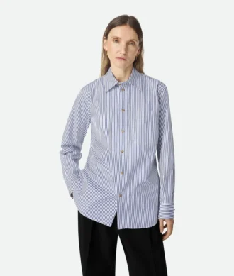 Chemise en popeline de coton à fines rayures Chemise en popeline de coton à fines rayures