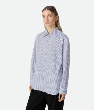 Chemise en popeline de coton à fines rayures Chemise en popeline de coton à fines rayures
