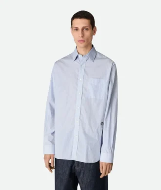 Chemise en popeline de coton rayée