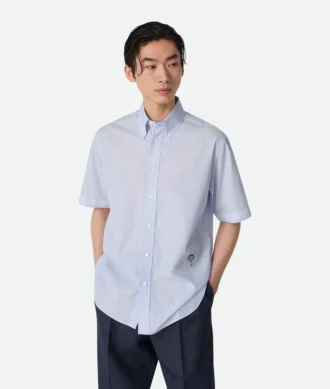 Chemise en popeline de coton rayée