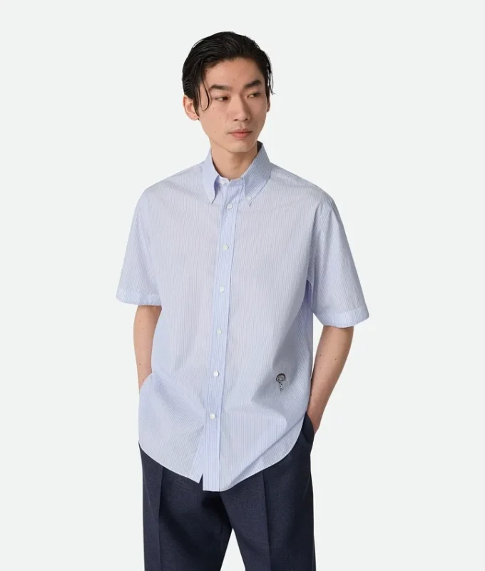 Chemise en popeline de coton rayée Chemise en popeline de coton rayée
