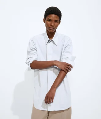 Chemise en popeline de coton rayée