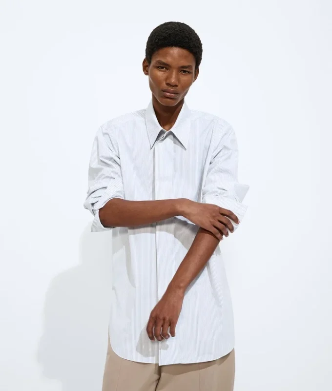 Chemise en popeline de coton rayée Chemise en popeline de coton rayée