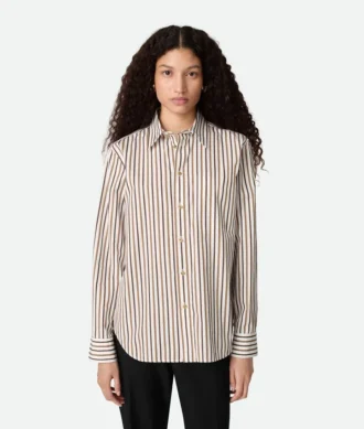 Chemise en popeline de coton rayée