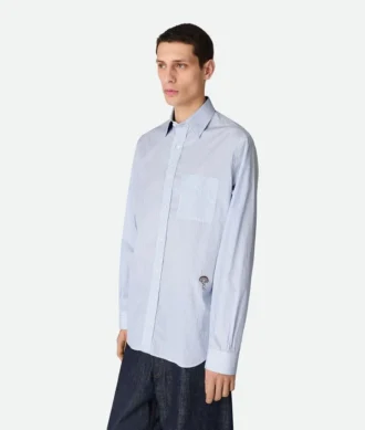 Chemise en popeline de coton rayée