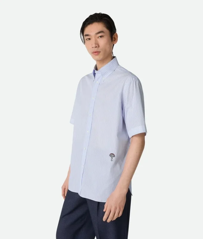 Chemise en popeline de coton rayée Chemise en popeline de coton rayée