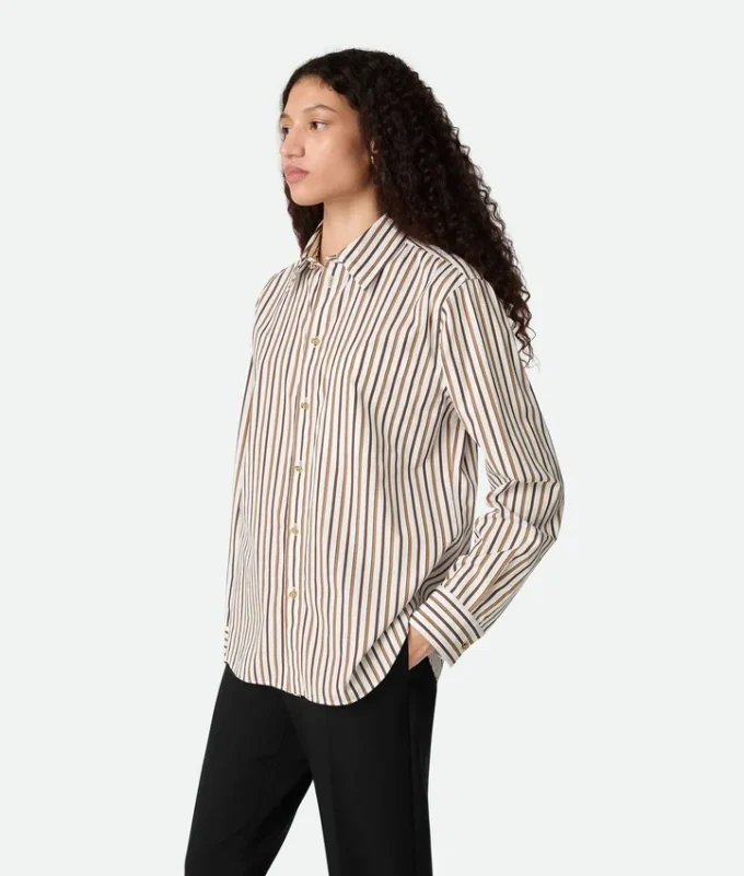 Chemise en popeline de coton rayée