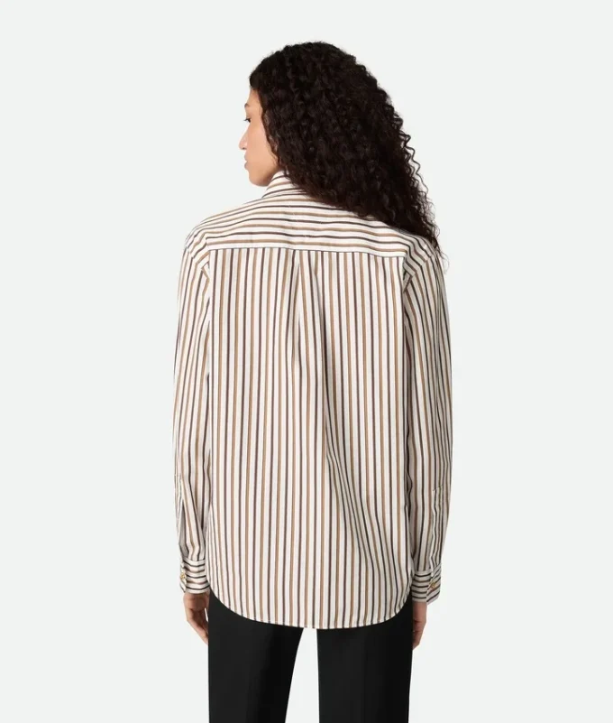 Chemise en popeline de coton rayée