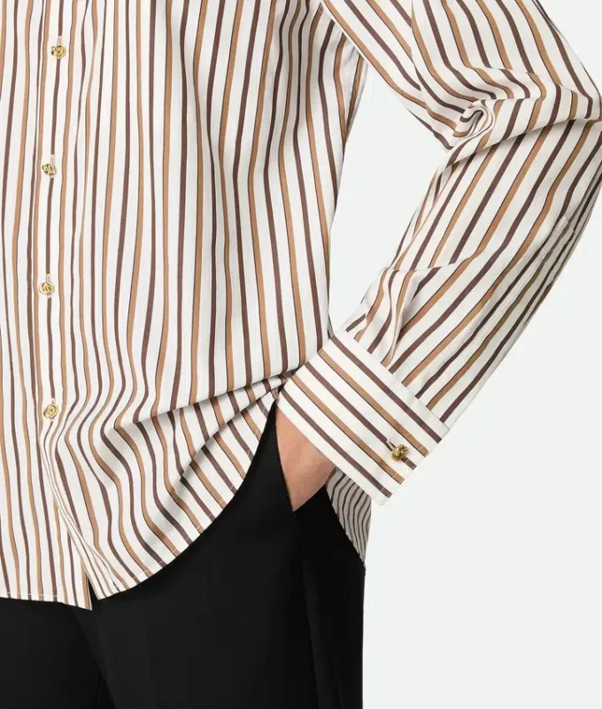 Chemise en popeline de coton rayée