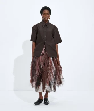 Jupe en cuir et broderie à franges