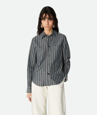Chemise à rayures en coton et lin