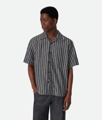 Chemise à rayures en coton et lin
