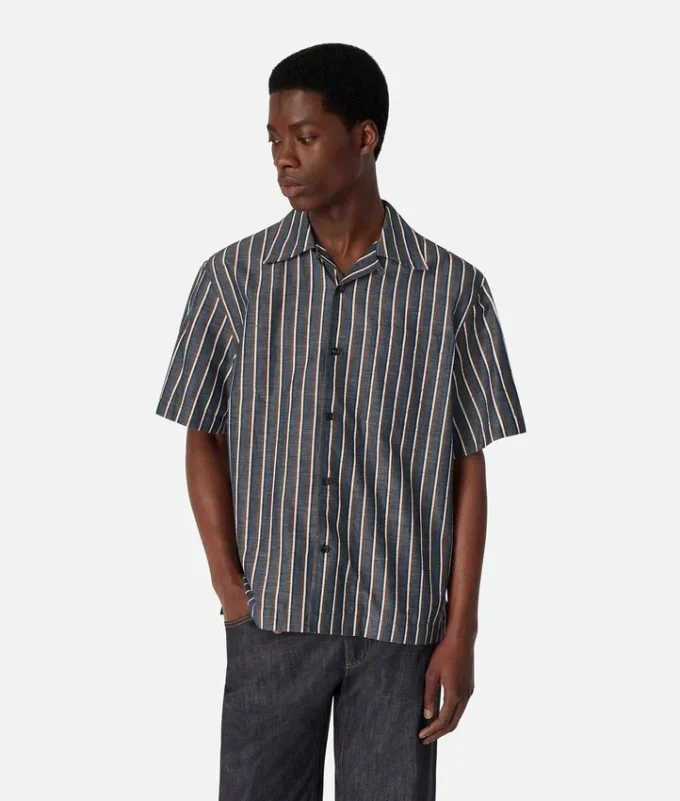 Chemise à rayures en coton et lin Chemise à rayures en coton et lin