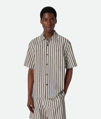 Chemise à rayures en coton et lin