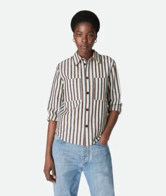 Chemise à rayures en coton et lin