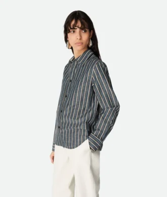 Chemise à rayures en coton et lin