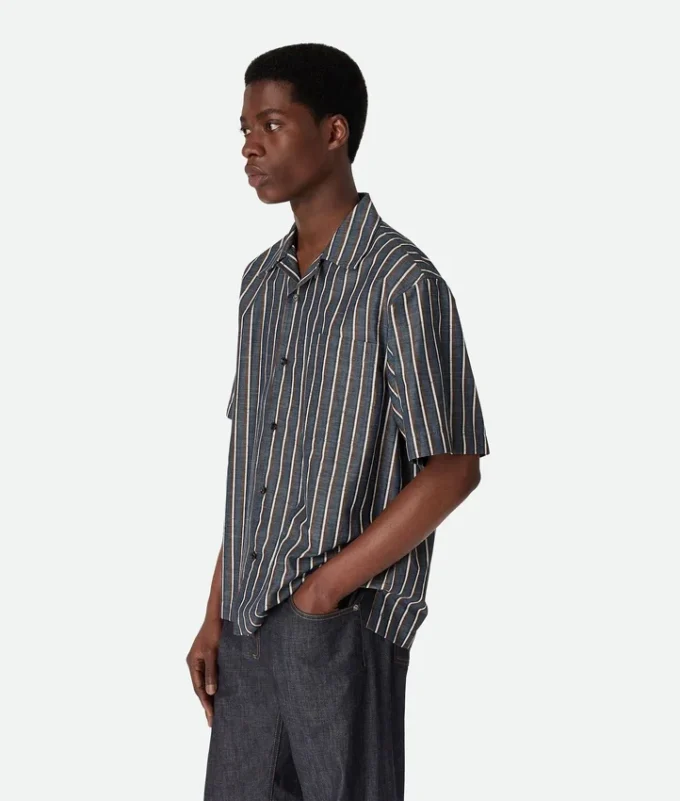 Chemise à rayures en coton et lin Chemise à rayures en coton et lin