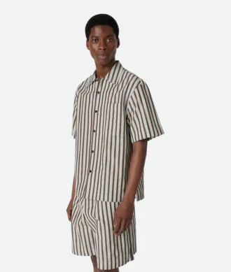 Chemise à rayures en coton et lin