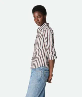Chemise à rayures en coton et lin