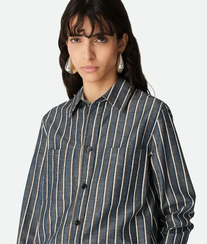 Chemise à rayures en coton et lin Chemise à rayures en coton et lin