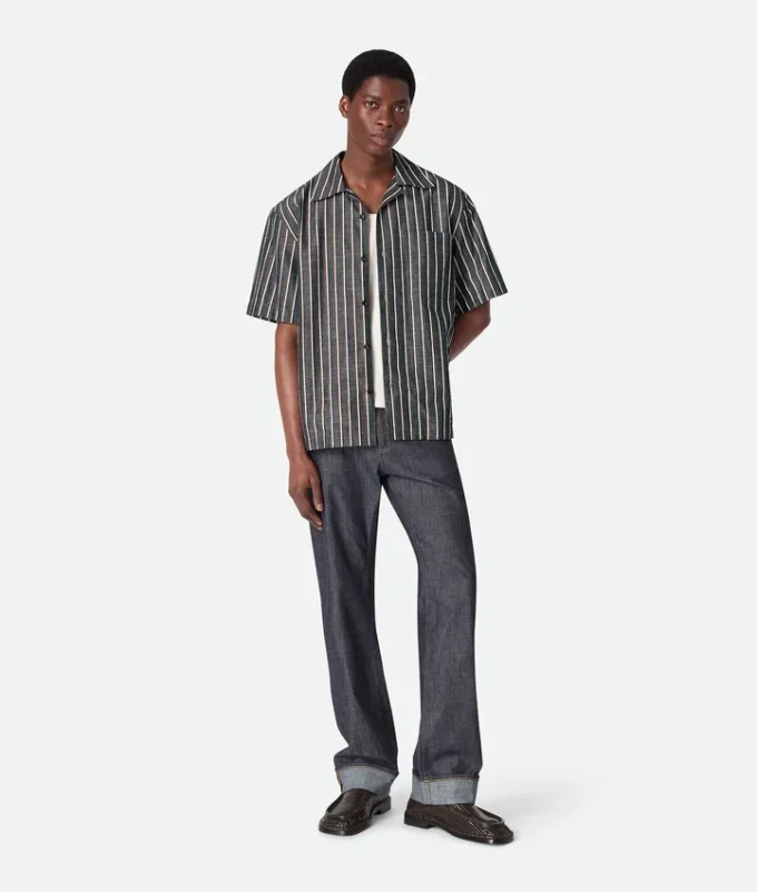 Chemise à rayures en coton et lin Chemise à rayures en coton et lin