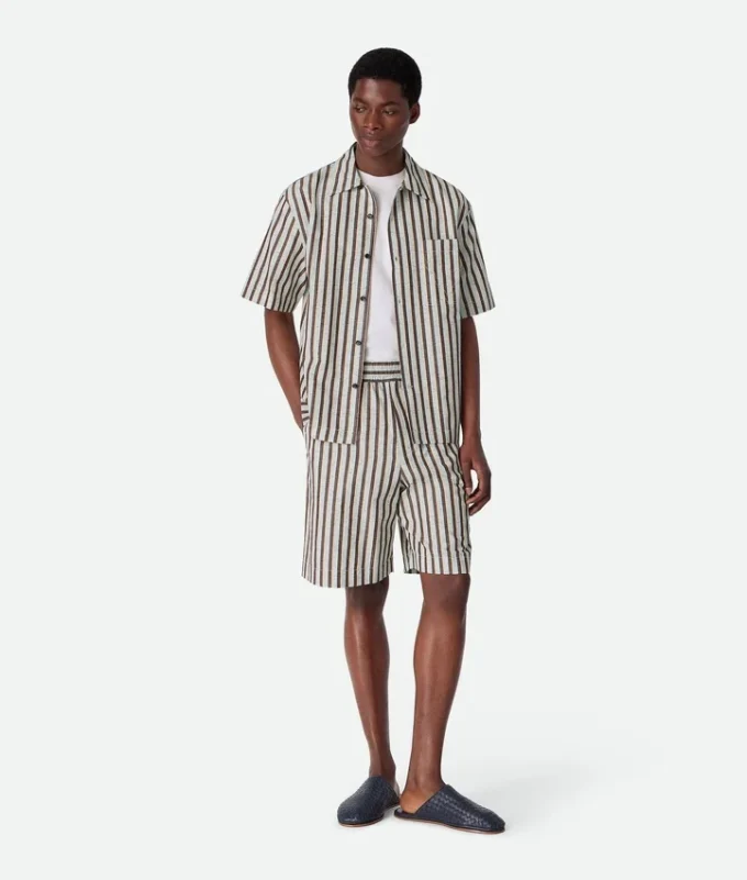 Chemise à rayures en coton et lin Chemise à rayures en coton et lin