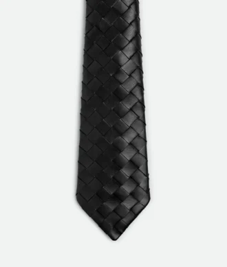 Cravate en cuir Intrecciato