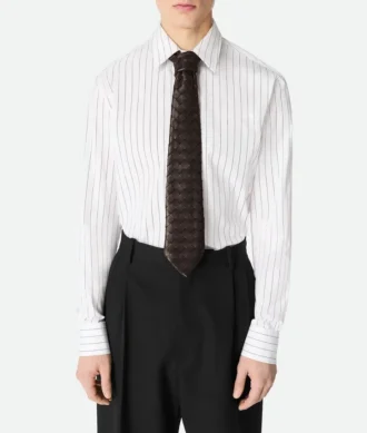 Cravate en cuir Intrecciato