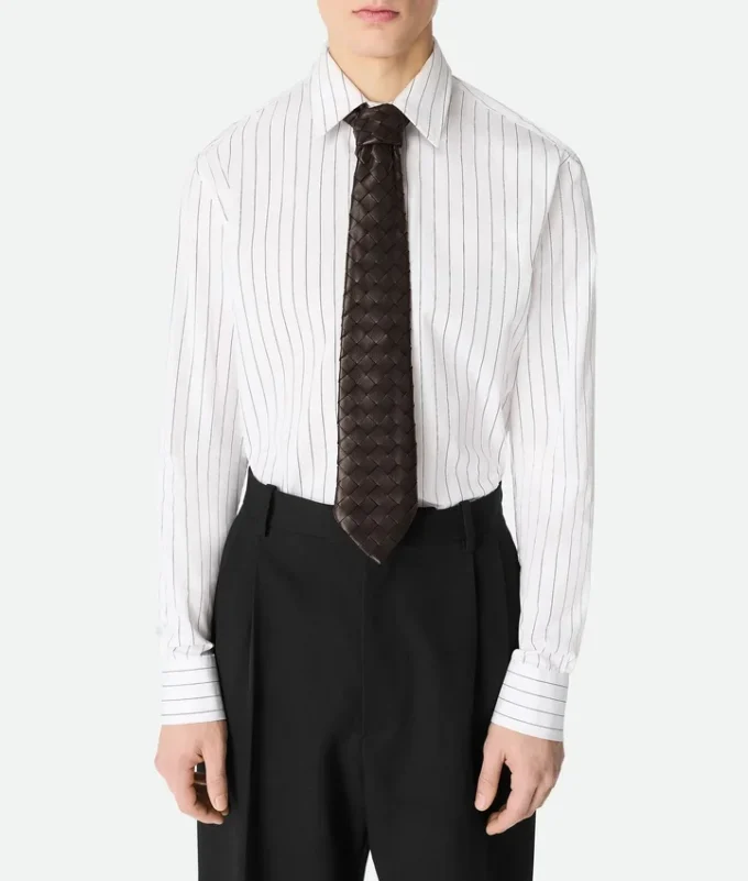 Cravate en cuir Intrecciato