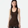Débardeur en satin de viscose froissé