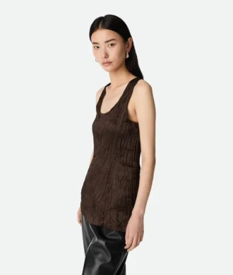 Débardeur en satin de viscose froissé