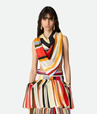 Foulard en twill de soie rayé