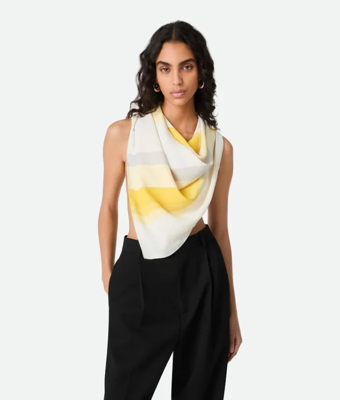 Foulard en twill de soie rayé