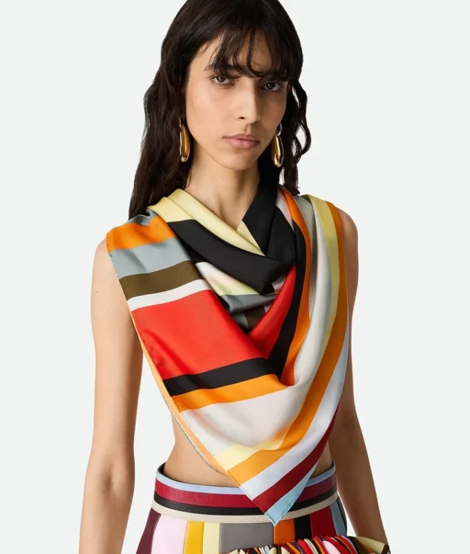 Foulard en twill de soie rayé