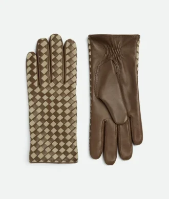 Gants en cuir et daim Intrecciato