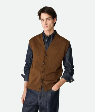 Gilet en laine côtelée