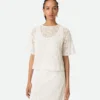 Haut en dentelle de coton et de soie
