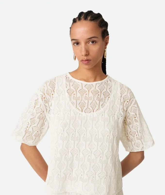 Haut en dentelle de coton et de soie