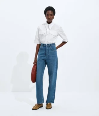Jean à jambes larges bleu indigo moyen